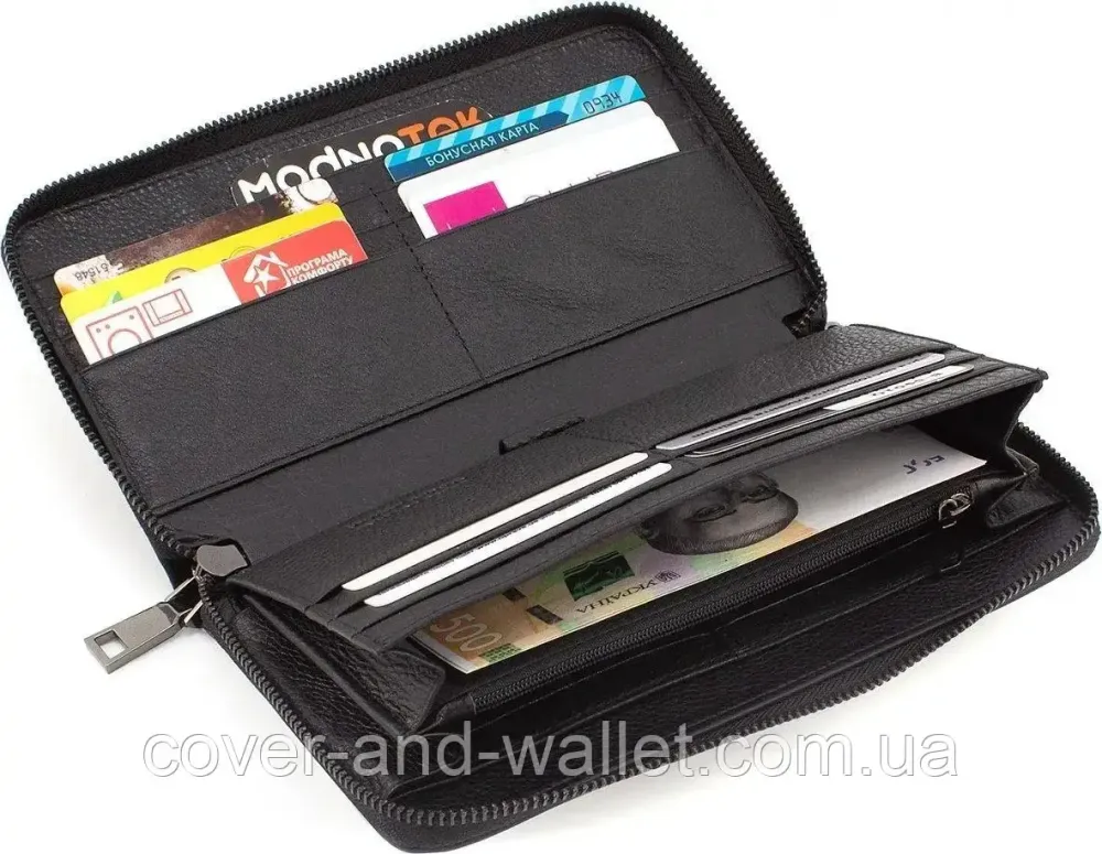 Солідний чоловічий гаманець клатч із натуральної шкіри на блискавці Marco Coverna 5901Q Київ - фото 5
