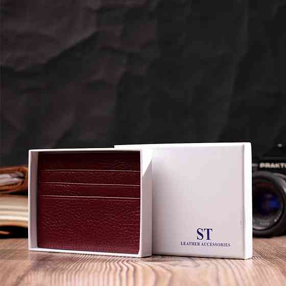 Практичний кард-кейс із натуральної шкіри ST Leather 22446 Бордовий Київ