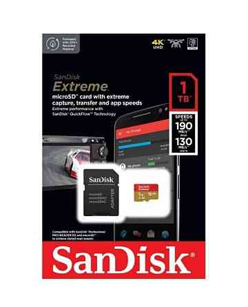 Карта памяти microSDXC (UHS-1 U3) SanDisk Extreme A2 1TB class 10 V30 (R190MB/s,W130MB/s) (adapter SD) Киев