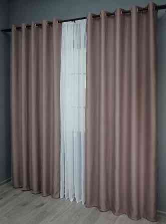 Комплект штор на люверсах VR-Textil Bagema Rvs № 1245ш Пудровий 150х250 см 2 шт (37-0018) Київ