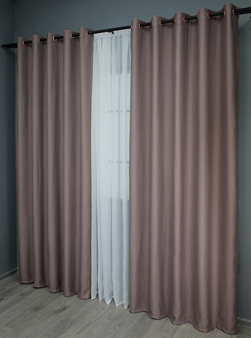 Комплект штор на люверсах VR-Textil Bagema Rvs № 1245ш Пудровий 150х250 см 2 шт (37-0018) Київ - фото 5