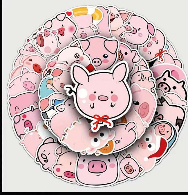 Наклейки со свинками 50 шт - милый набор для декора Киев - изображение 1