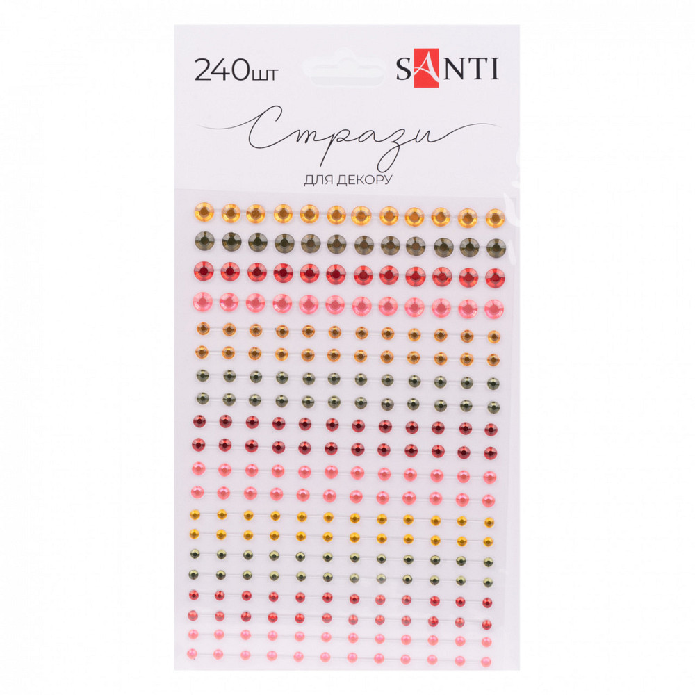 Стрази "Santi" самоклеючі "Яскраве асорті", 3-5 мм, 240 шт 742965, шт Київ - фото 1