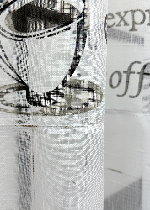 Кухонная тюль-арка VR-Textil № 1791т-1210т лен белый с черным 300х155 см (53-0069) Киев - изображение 4