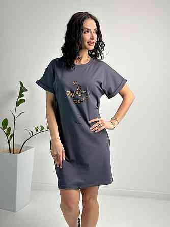 Літня сукня міні з принтом "Glide" оптом та по дропшипінгу | Норма і батал Графіт, 50-52 Київ