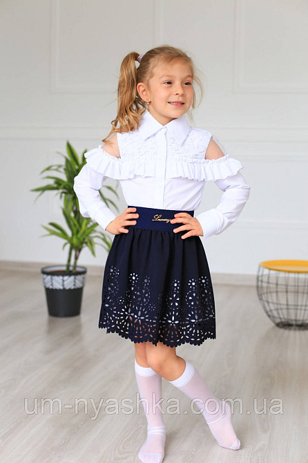Шкільна спідниця з перфорацією на 116-122 СИНЯ Кривий Ріг - фото 2