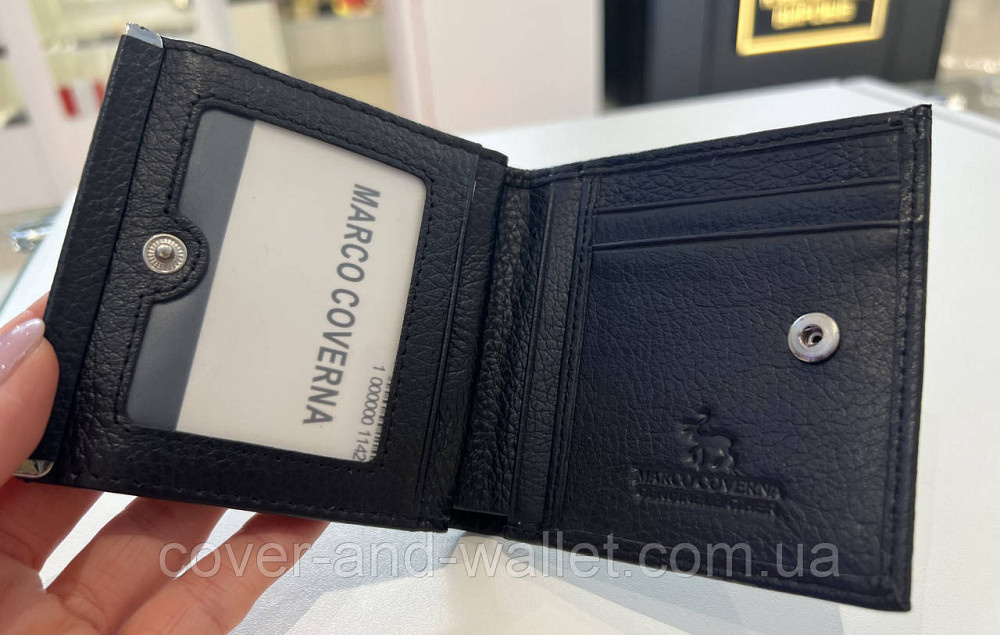 Маленький кошелек черного цвета с монетницей для женщин и мужчин Marco Coverna 1420 Киев - изображение 3