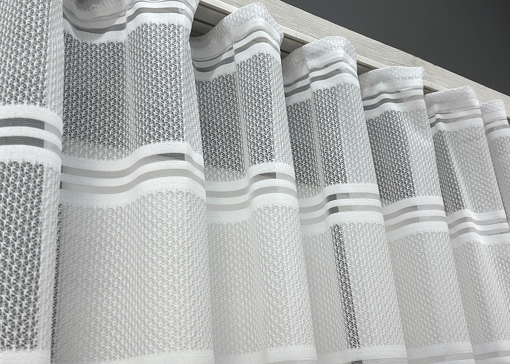 Короткий тюль VR-Textil 1944т Жаккард Белый с капучино 300х200 см (42-0884) Киев - изображение 8