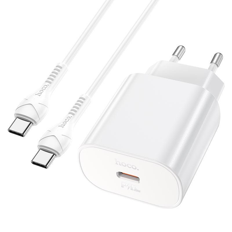 Мережевий зарядний пристрій з кабелем HOCO N22 Jetta PD25W charger set(Type-C to Type-C)(EU) White Одеса - фото 7