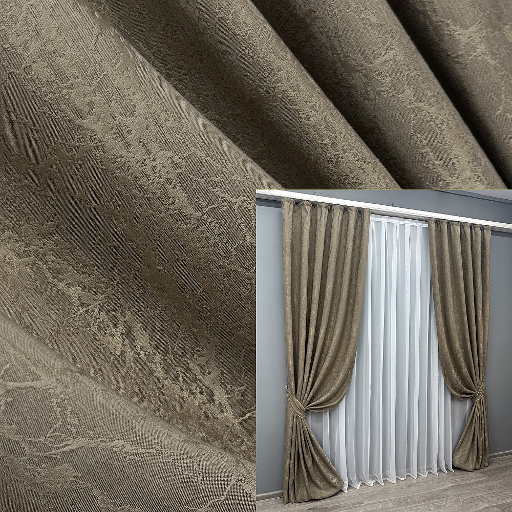 Комплект штор VR-Textil Жакард Viva Marmo № 1786ш Какао 150х290 см 2 шт (33-0753) Київ - фото 1