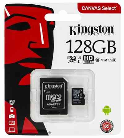 microSDXC (UHS-1) Kingston Canvas Select 128Gb class 10  (R-80MB/s) (adapter SD) Киев