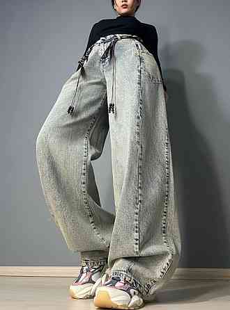 Джинси жіночі Ijjass 6059 baggy супер широкі оверсайз з поясом вінтажні блакитні, блакитний, 31, 31, 84 см Київ