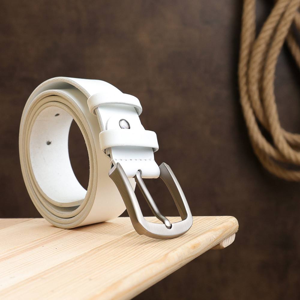 Ремінь шкіряний унісекс Vintage 20729 Білий Київ - фото 8