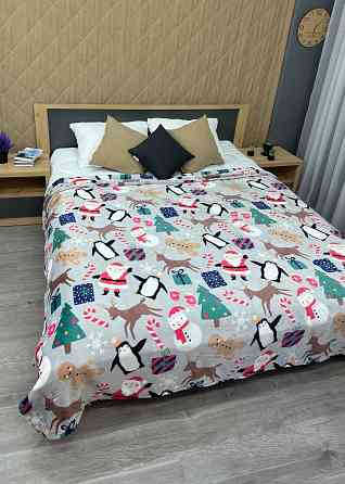 Плед-покривало Decorator WellSoft 200х220 см з різдвяним принтом Сірий (87-286) Київ