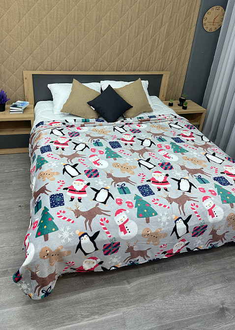 Плед-покривало Decorator WellSoft 200х220 см з різдвяним принтом Сірий (87-286) Київ - фото 5