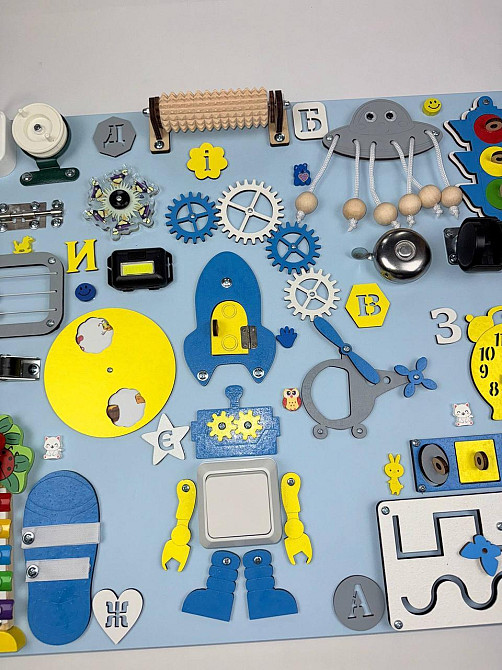 Игрушки от 6 месяцев для развития мелкой моторики Доска для мальчика 50x60 Бизиборд развивающая деревянная игрушка Монтессори Тернополь - изображение 9