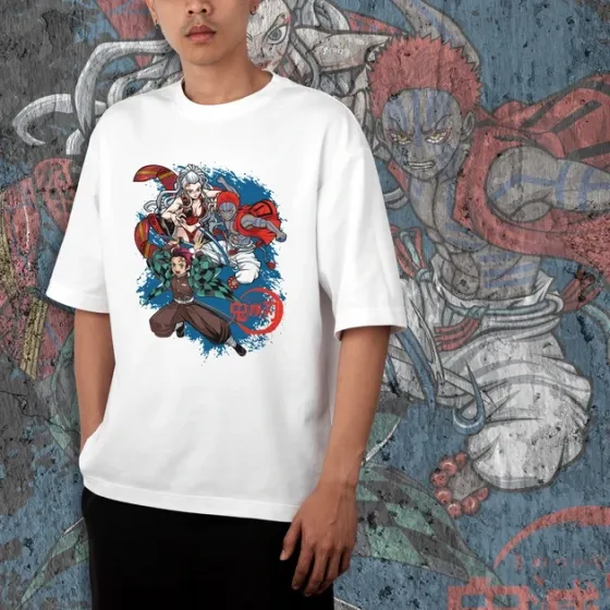 Футболка для підлітка хлопчика з принтом Клинок, рассекающий демонов Танджиро, Дакі, Аказа WE Розмір 160 Anime10359 Дніпро