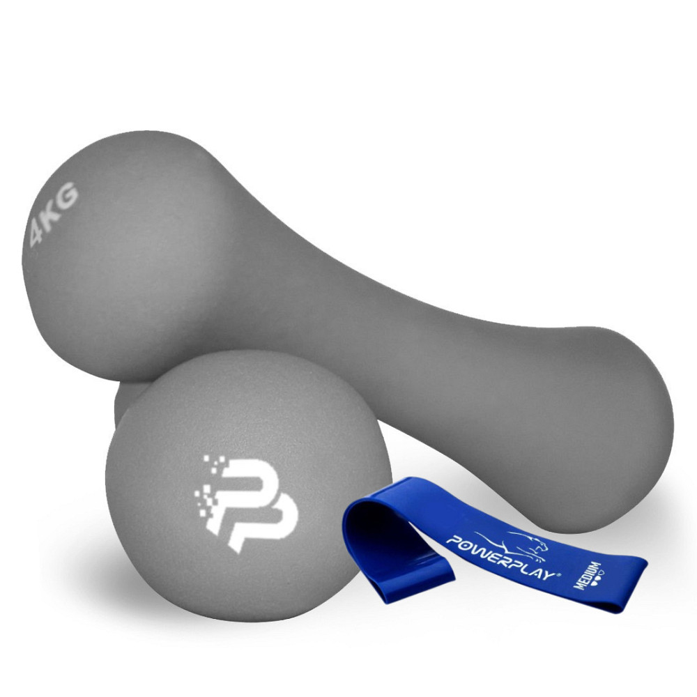 Гантели для занятий фитнесом, реабилитации неопреновая PowerPlay 4126 Spartacus 4 кг серая 2 шт Киев - изображение 2