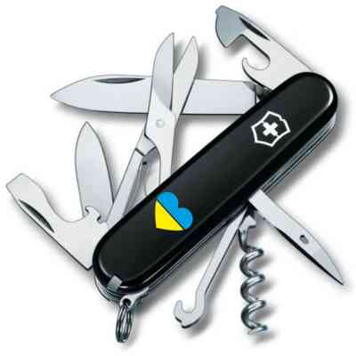 Ніж Victorinox Climber Ukraine Black "Серце жовто-блакитне" (1.3703.3_T1090u) Вінниця
