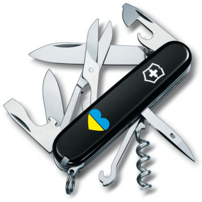 Ніж Victorinox Climber Ukraine Black "Серце жовто-блакитне" (1.3703.3_T1090u) Вінниця - фото 1