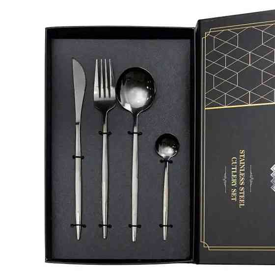 Столовый набор на 6 персон, 24 предмета, черный Киев