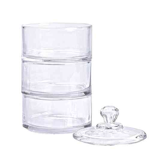 Цукерниця триярусна скляна Ø 10 см з кришкою HP-YH-22 Київ