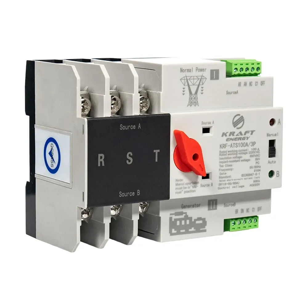 Автоматичний перемикач (АВР) під DIN-рейку Kraft KRF-ATS100A/3p 3 полюси (51-00101) Київ - фото 3