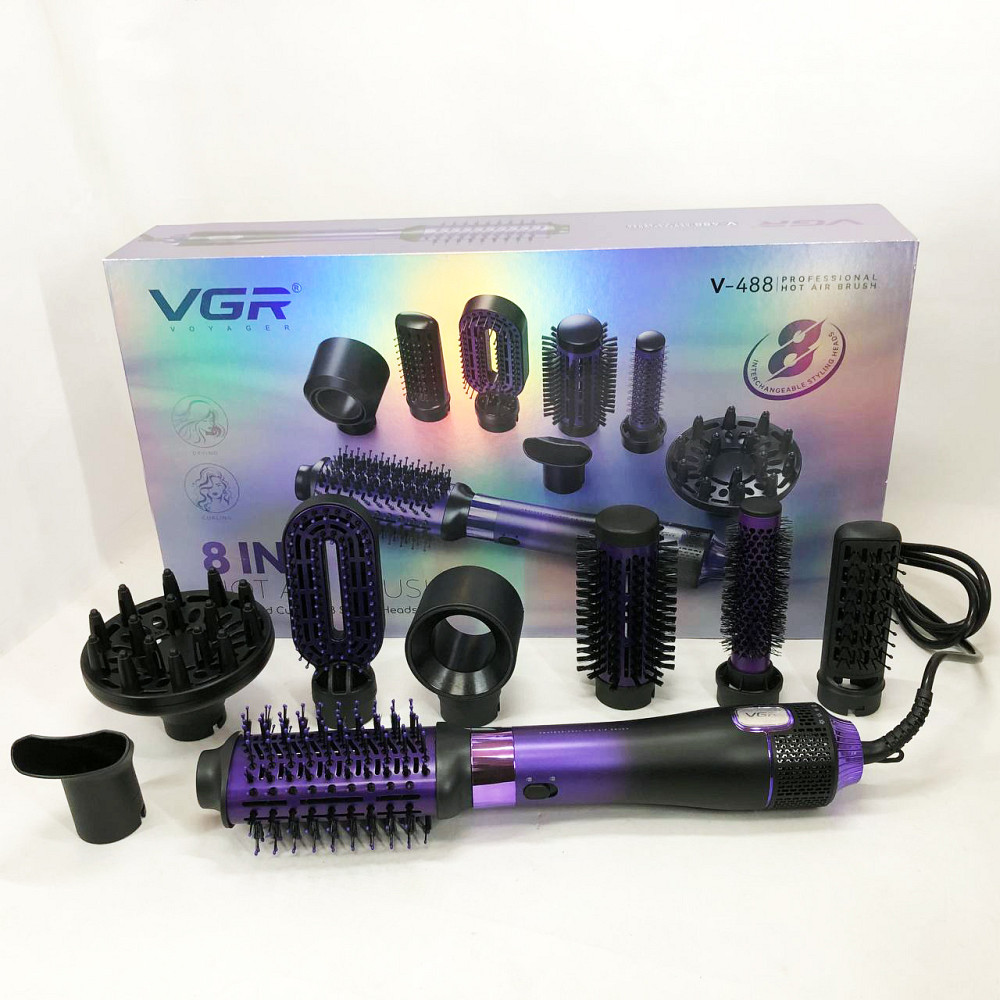 Фен-щітка повітряний з насадками, Фен для красивої укладки волосся, Фен-щітки стайлери AW-19 Львів - фото 3