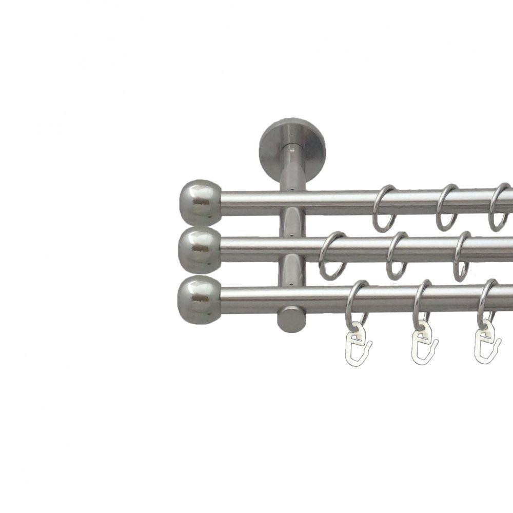 Карниз Orvit Куля Болонь металевий трирядний циліндр (20 см) гладка труба кільце металеве Нержавіюча Сталь 16\16\16 мм 200 см Львів - фото 1