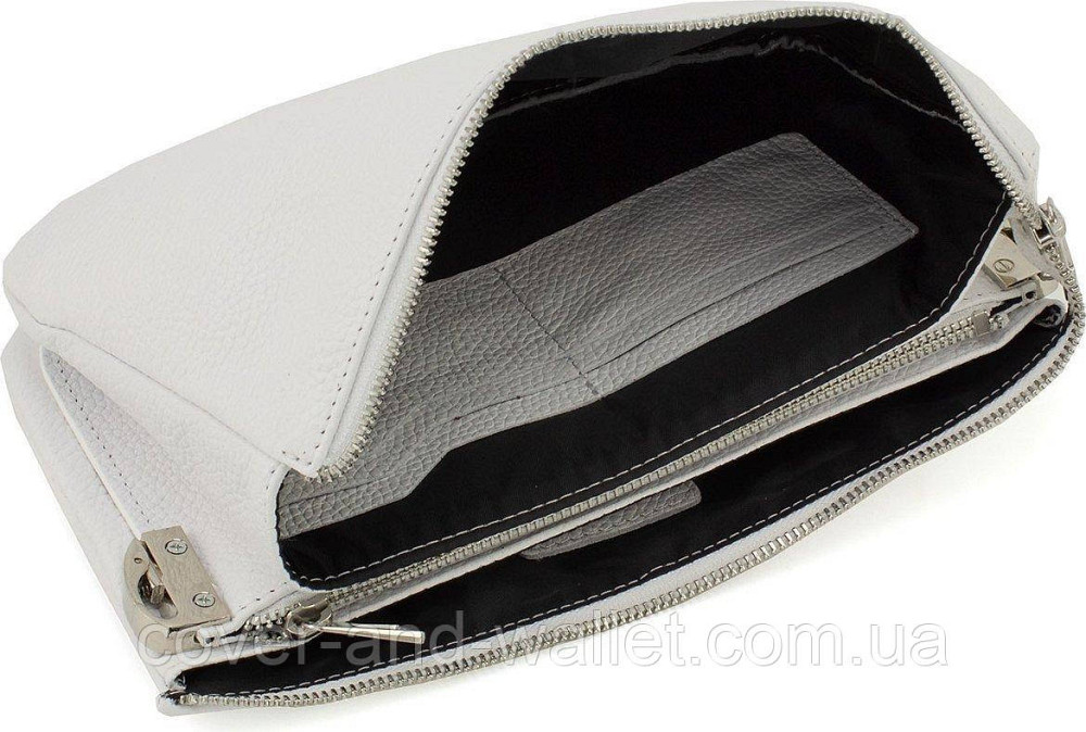 Біла жіноча сумка-клатч із натуральної шкіри на блискавці Grande Pelle 70570201 Київ - фото 9