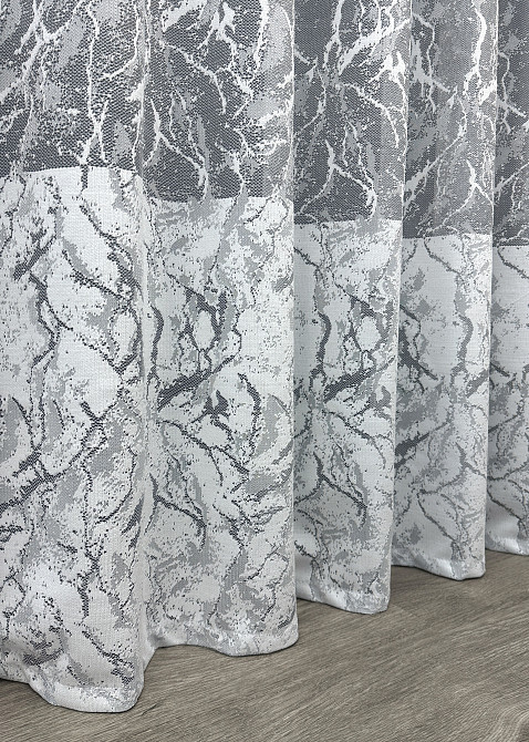 Тюль жаккард цвет белый с серым 1670т Киев - изображение 5