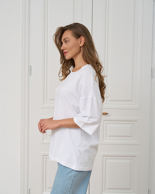 Футболка жіноча оверсайз кругла горло Nicoletta — Біла XL Київ - фото 8