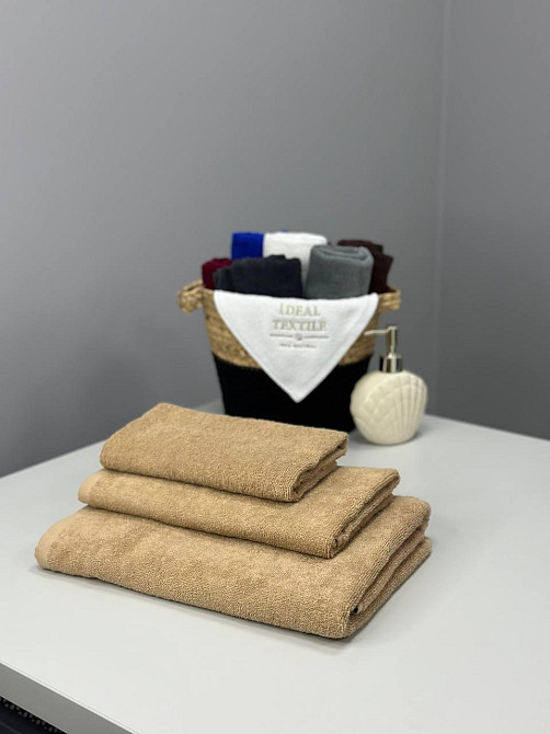 Комплект полотенец однотонных Ideal Textile 40х70+50х90+70х140 см 400 г/м2 (56860941) Бежевий Черновцы - изображение 2