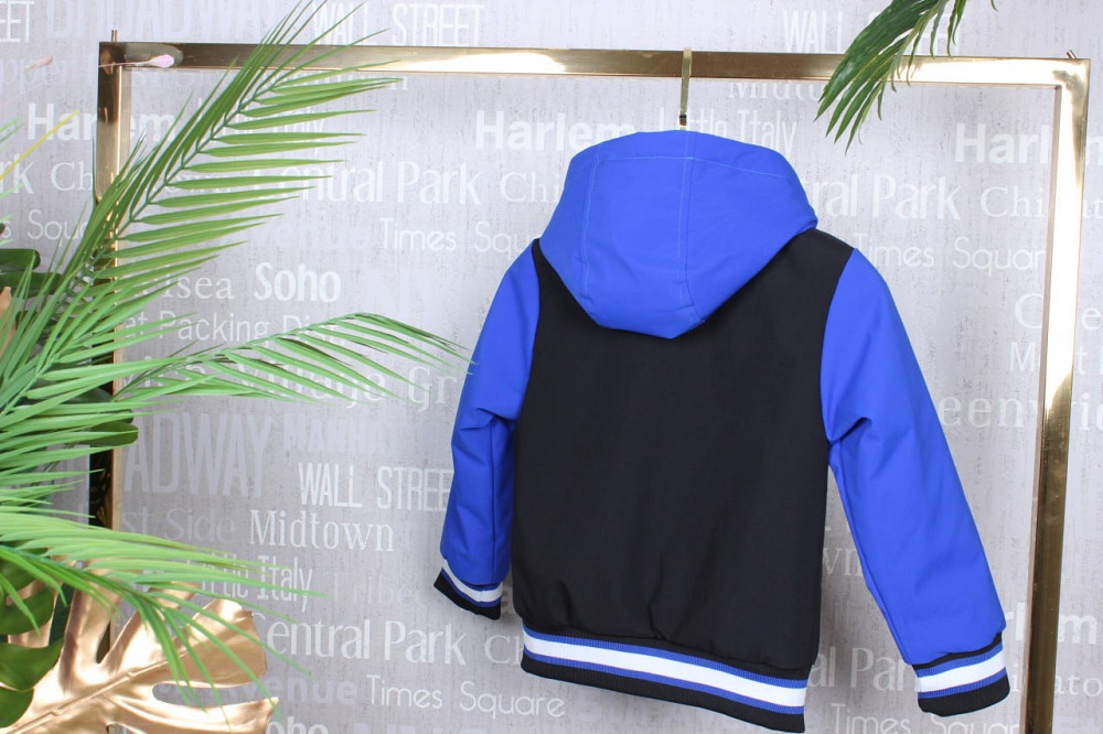 Демисезонная детская синяя куртка  для мальчиков  под резинку 92,98,104,110,116 Николаев - изображение 4