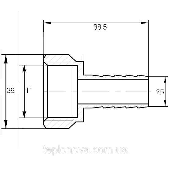 Штуцер 1″В 25мм никелированный NU5L1S OPTIMUM Черновцы