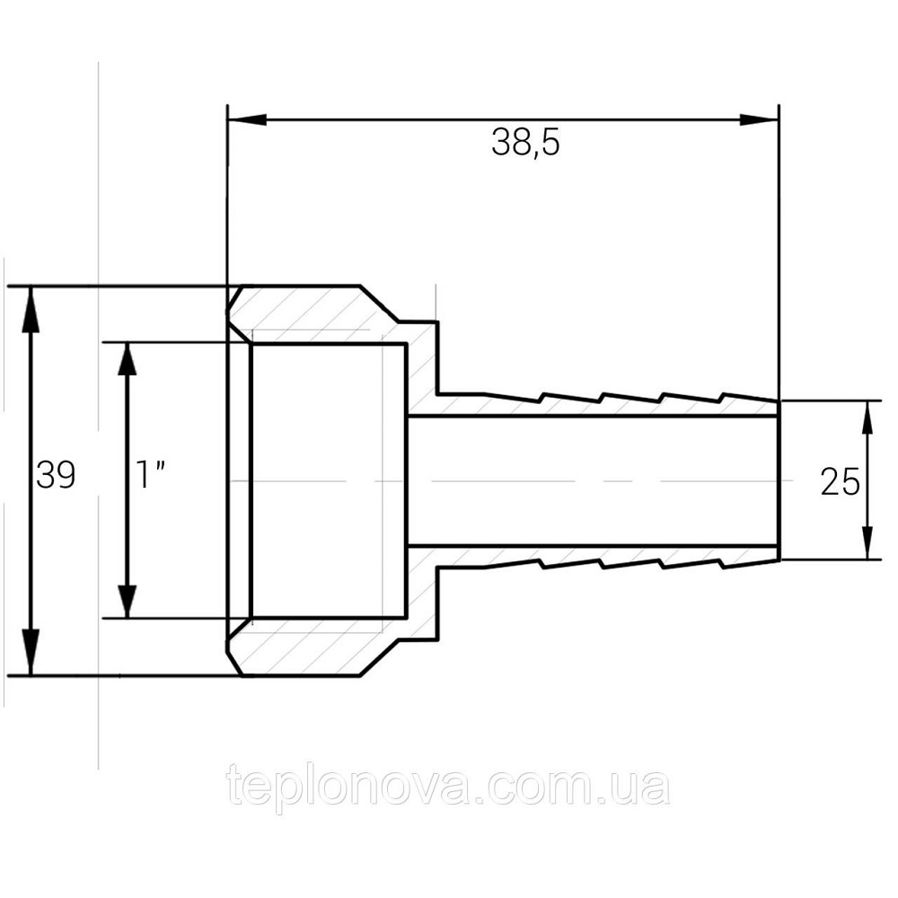 Штуцер 1" У 25 мм нікельований NU5L1S OPTIMUM Чернівці - фото 3