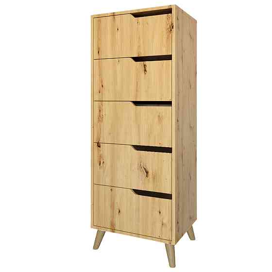 Комод высокий с ножками в цвете Орех светлый 5 ящиков М-ЗОН Борн 500 Дуб Артизан (MZN-031108) Львов