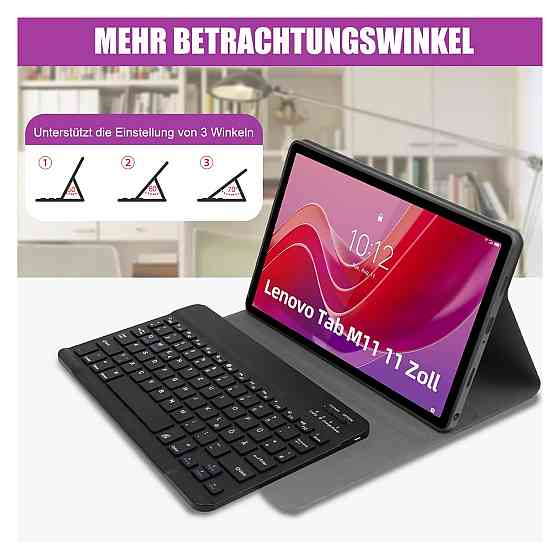 Чохол-клавіатура TENGWUDZ для Lenovo Tab M11 TB330FU TB330XU 11 дюймів чорний шкіряний Bluetooth знімна QWERTZ Київ