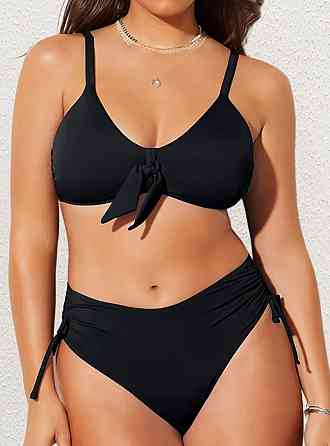 Купальник женский батал раздельный классический черный Киев