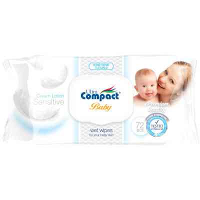 Дитячі вологі серветки Ultra Compact з клапаном 72 шт (8697420531522) Вінниця