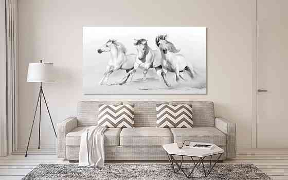 Картина полотно у вітальню / спальню  Білі Коні     MLP_397 ( 60х30см ) 90х180см Київ