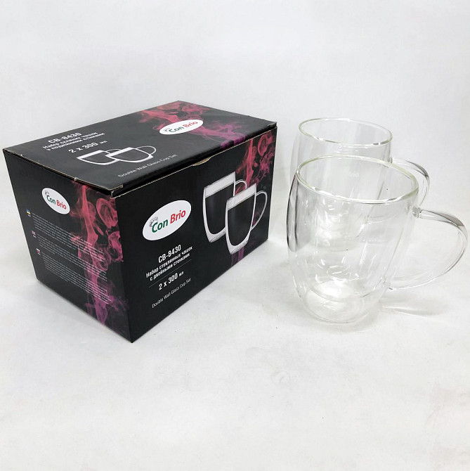 Чашка с двойным дном для напитков Con, Кружка с двойнми стенками стекло Набор чашек двойным стеклом PL-72 Львов - изображение 1