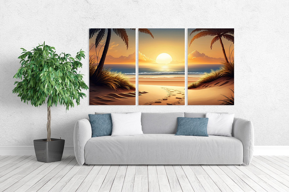 Модульная картина в гостиную / спальню   Захід сонця    ART-215_3A 70х130 см Киев - изображение 2