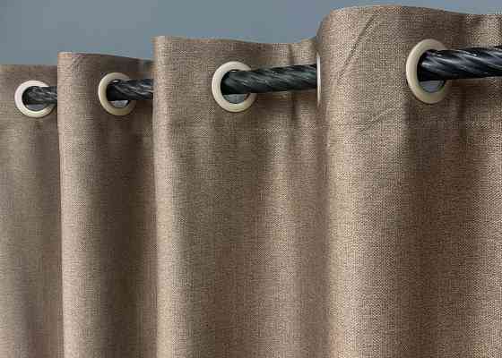 Комплект штор на люверсах VR-Textil Шенилл однотонный № 1906ш Светло-коричневый 150х250 см 2 шт (37-0297) Киев