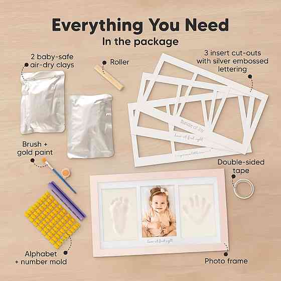 Набор для отпечатков ручек ножек ребенка с рамкой для детского фото, комплект для гипсового слепка на подарок Киев