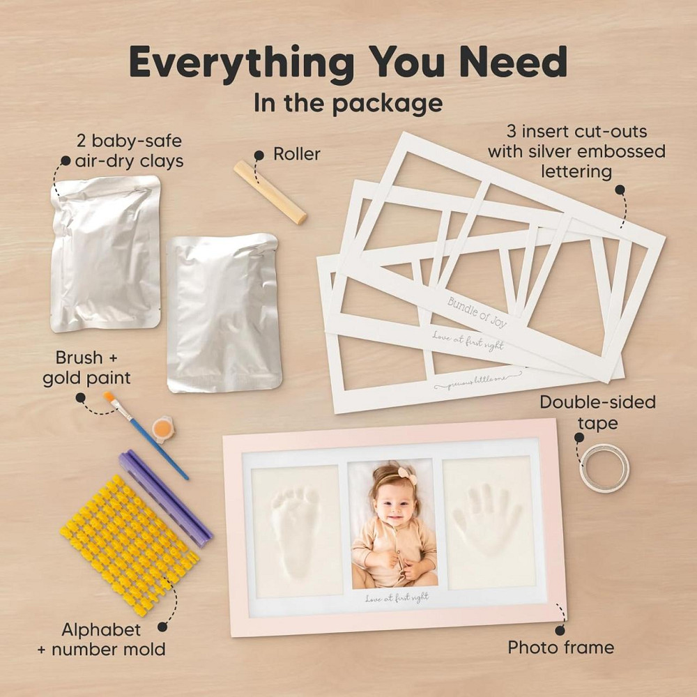 Набір для відбитків ручки та ніжки немовляти KeaBabies, рамка для дитячого фото з відбитками, комплект для гіпсового зліпку Київ - фото 2