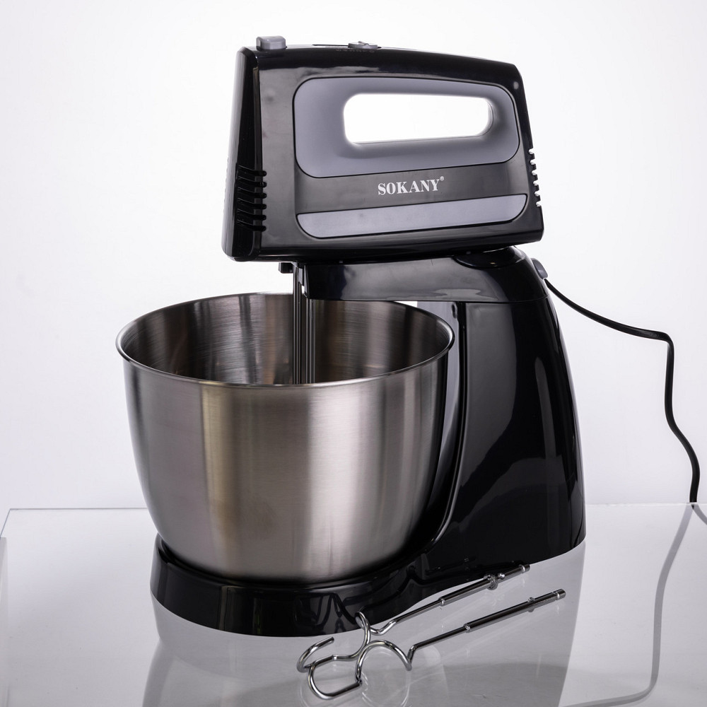 Sokany Стаціонарний міксер Sokany CX-6622 з чашею 3,5 л, 400 Вт, 5 швидкостей, 2 насадки Чорний Киев - изображение 5