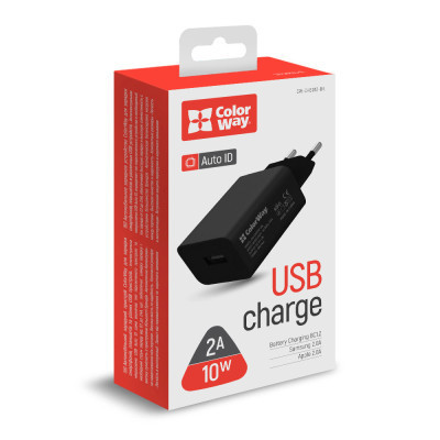 Зарядний пристрій ColorWay 1USB AUTO ID 2A (10W) black (CW-CHS012-BK) Вінниця - фото 5