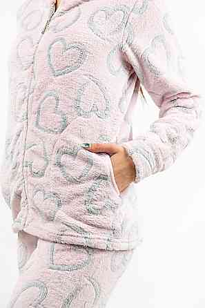 Домашний теплый костюм (пижама) женский розовый 