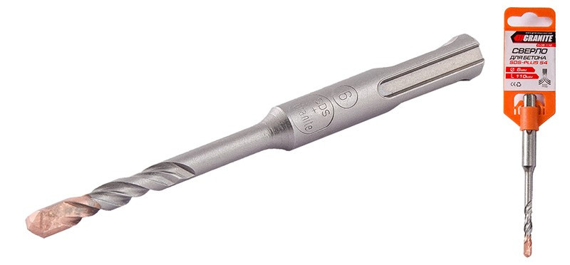 GRANITE Свердло для бетону GRANITE SDS-PLUS S4 6×110 мм 0-06-110 Коломия - фото 2
